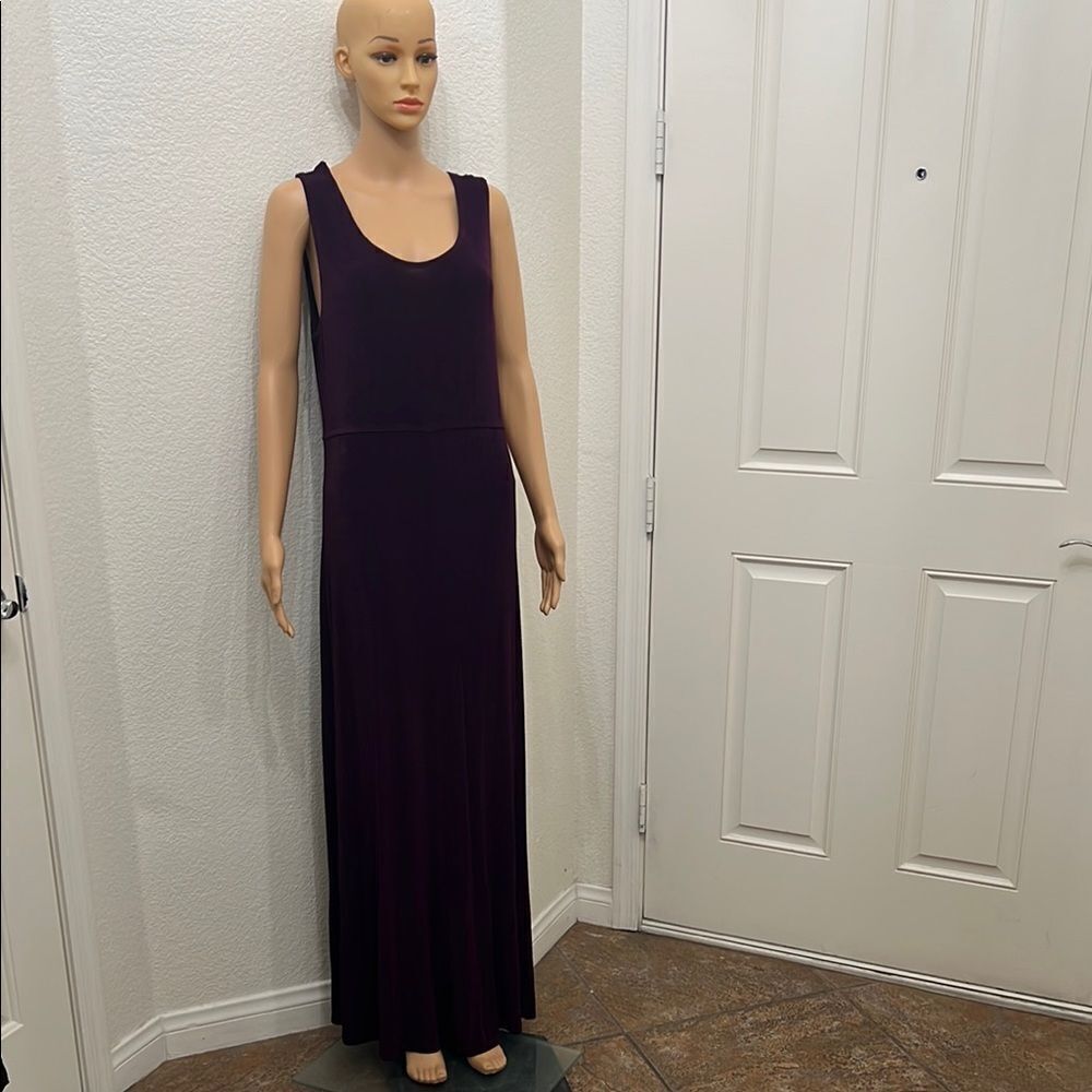 Purple Dress Size XLarge Sleeveless Scoop Neck Sheath Maxi Dress Slinky Silky